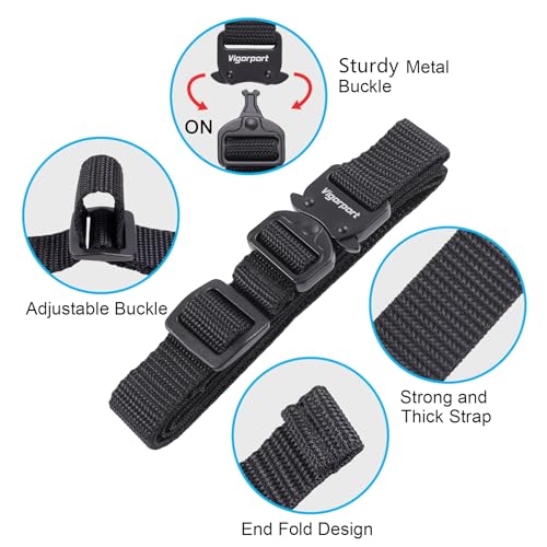 Image of Vigorport Utility Straps Quick Release Nylon Backpack Accessory Bag Strap,Adjustable for Hiking,Travel,Outdoor Sports-4 Pack (Black-Metal Buckle, 0.75''W-24''L)