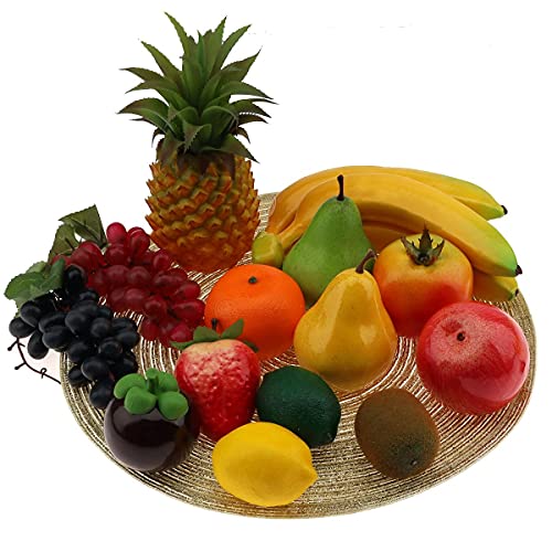 Meiwlong 13 Pcs Artificial Lifelike Fruits Decoration Home Party Faux Pineapple Banana Grape Lemon Orange Apple Mangosteen Pomegranate Pear Ornament Combination #TOP2
