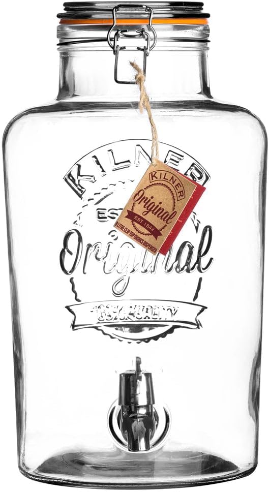 8L Swing Top Round Glass Drink Dispenser