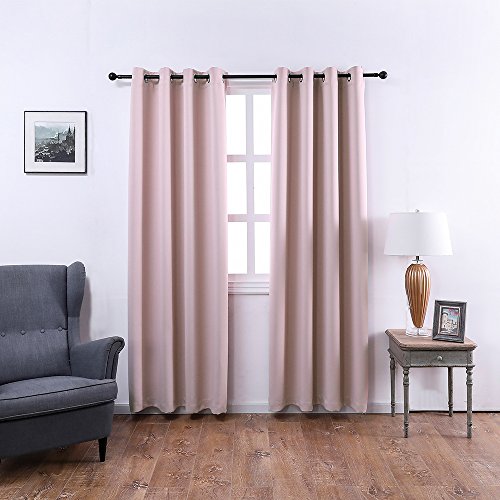 MANGATA CASA Bedroom Blackout Curtains Grommets 2 Panels,Thermal Window Curtain Drapes for Living Room Darking Drapes (Pink,52x84inch)