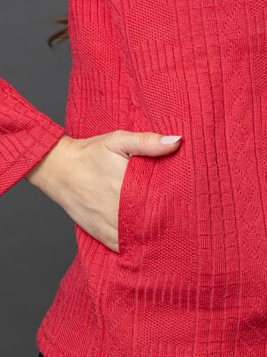 Image of Wear lusso Women's Woolen V-Neck Buttoned Full Sleeve Cardigan Self Design Soft Wool Fabric Winter Wear Pure Wool Sweater with Pockets Stylish Outdoor and Office Wear Girls