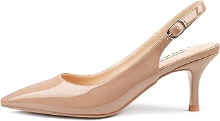 JOY IN LOVE Slingback Kitten Heels for Women Closed Pointed Toe Pumps Dress Shoes