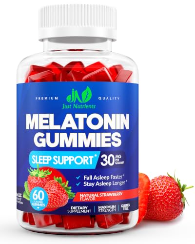 Melatonin 30mg Gummies for Adults (60 Servings) - Maximum Strength Sleep Support with 30mg of Melatonin Per Gummy - Gluten-Free Sugar-Free 100% Vegetarian Strawberry Flavor - 60 Gummies