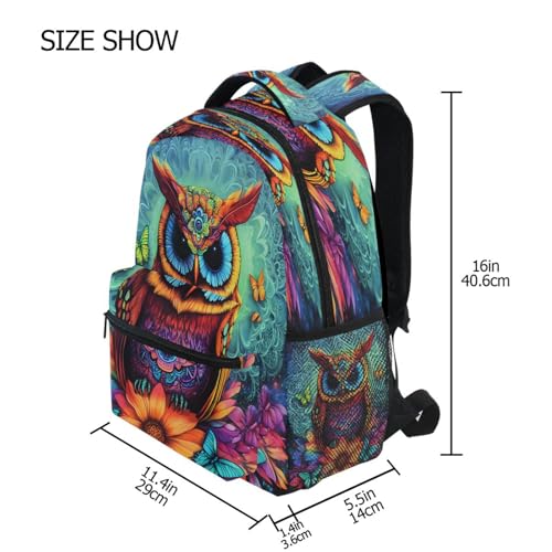 Ethnic Owl Blossom Butterfly Backpack for School Boys Girls Adults Kids Bookbag Laptop Bag 18L4