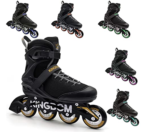 Kingdom GB Rage Patins à roulettes en Ligne Rollers Adultes Unisexe Hommes Femmes Inliners Sports Noir doré Taille EU 37 Cover