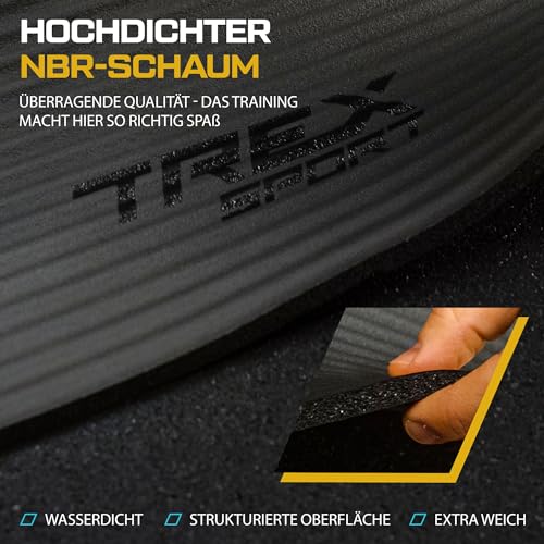 TREX SPORT Gymnastikmatte extra dick und weich | Fitnessmatte 190x80x1cm mit Tragegurt | Yogamatte rutschfest (Black Night)