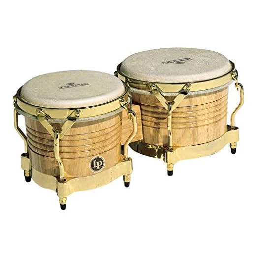 LP Matador M201-AW Wood Bongos (Natural, Gold)
