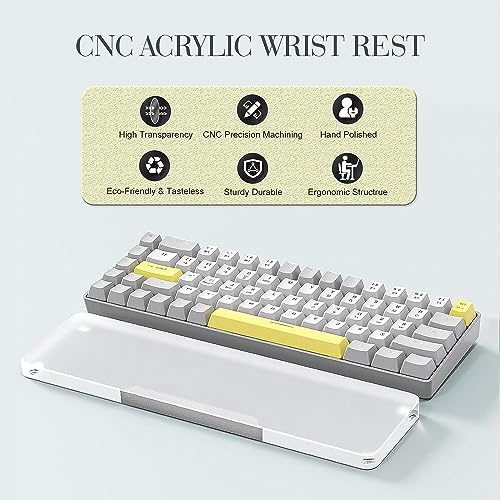 Image of Acrylic Keyboard Wrist Rest Pro- Compact 60% Keyboard- Mechanical Keyboards Ergonomic Palm Rest for Computer Keyboard,Anti-Slip Base,Wrist Pad for Laptop,Office & Home-Easy Typing,Silver