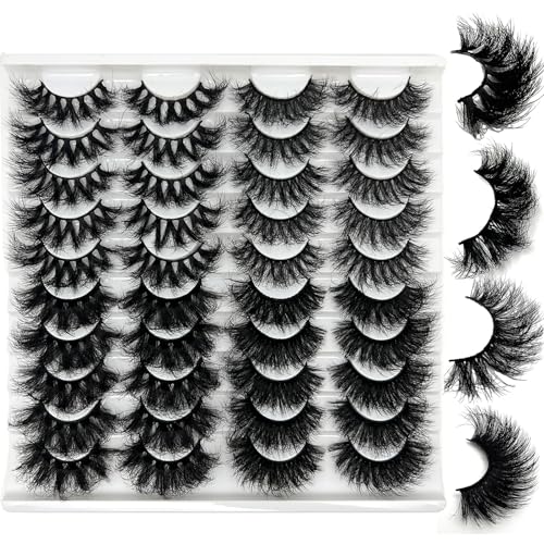 IFSOWDRA Mink Lashes Strip D Curl Volume 20/25mm Long Dramatic Lashes 3D Mink Cat Eye Eyelashes Pack Wispy False Eyelashes Natural Look (4 Styles)