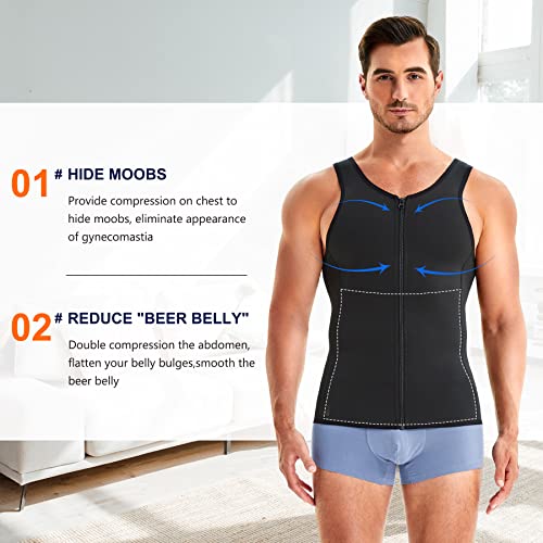 Wonderience Men Shapewear Slimming Body Shaper Compression Shirt Tank top with Zipper Underwear For tummy control2