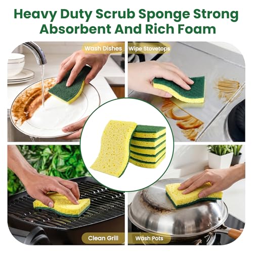 Image of 12 Count Heavy Duty Scrub Sponges,Dual Sided Kitchen Sponges for Non-Coated Cookware and Outdoor Grills, Flexible, Durable, and Strong, Long Lasting Cleaning Sponges for Cleaning Kitchen Dishes