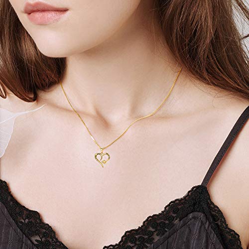14k Gold"I love You Forever" Heart Necklace for Women, Real Gold Love Jewelry for Her, 16+1+1 Inch3