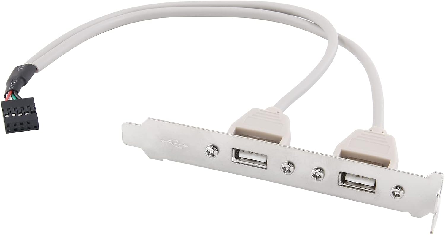 2 Ports USB 2.0 Female Panel Expansion Bracket to 9Pin Header Connector Cable Adapter with PCI Slot Plate Bracket