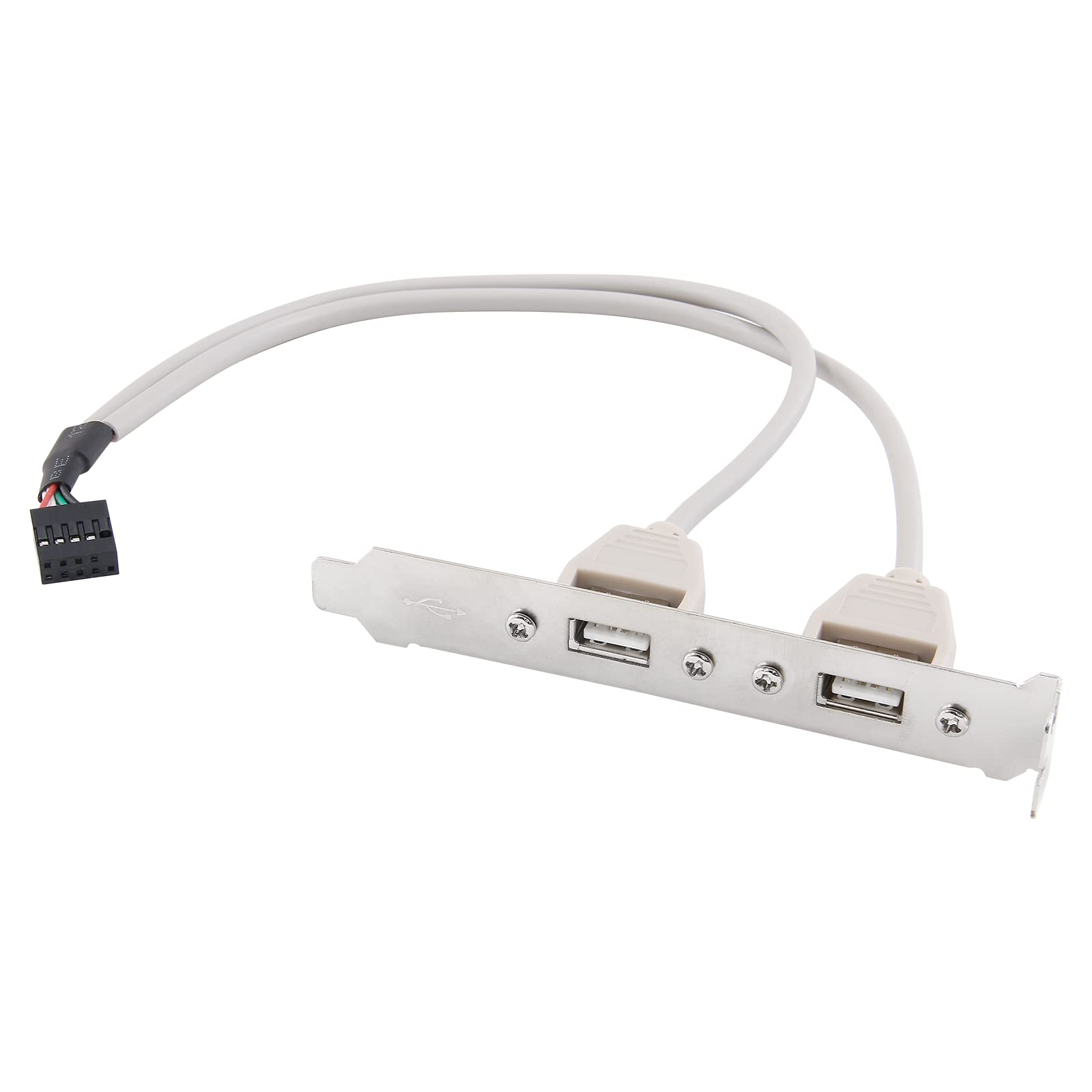 Conector de 9 pines a panel de expansión con 2 puertos USB 2.0 hembra y soporte de placa PCI 8