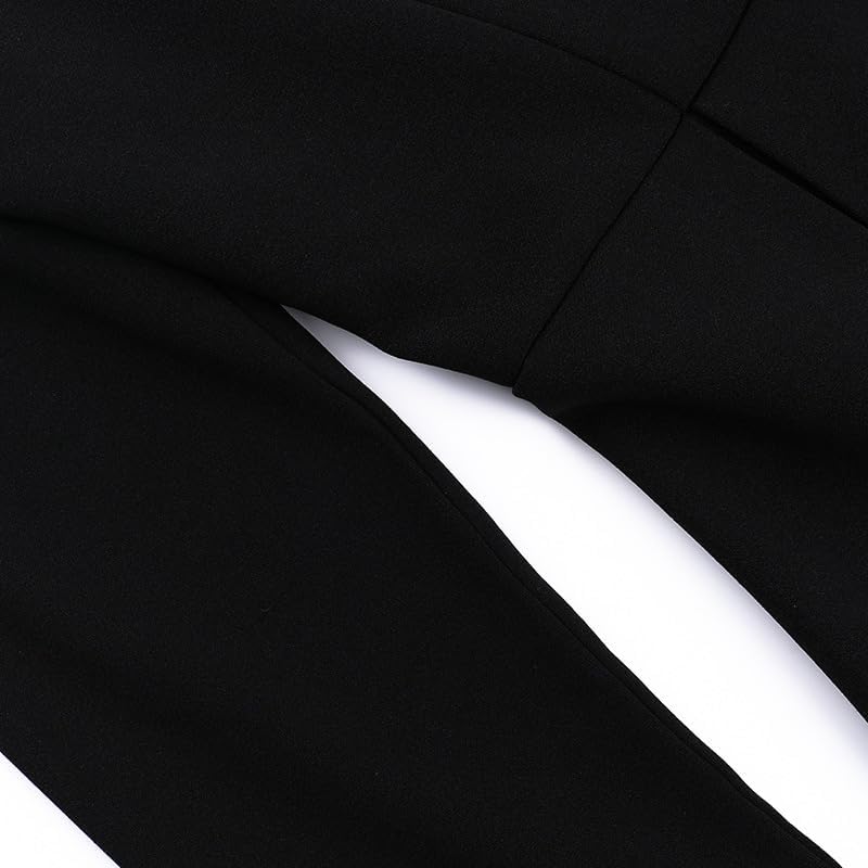 Womens Long Sleeve Faux Pearl Black Mini Dress Square Neck A Line Elegant Short Wedding Party Dresses for Bride - Image 8