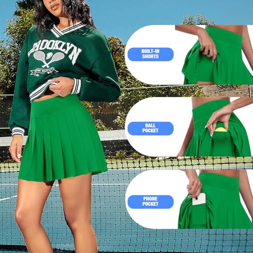 JoyGirl Womens Pleated Skirt with Shorts Tennis Skirt School Uniform Skirt Mini Skater Skirts Skorts with Pockets4