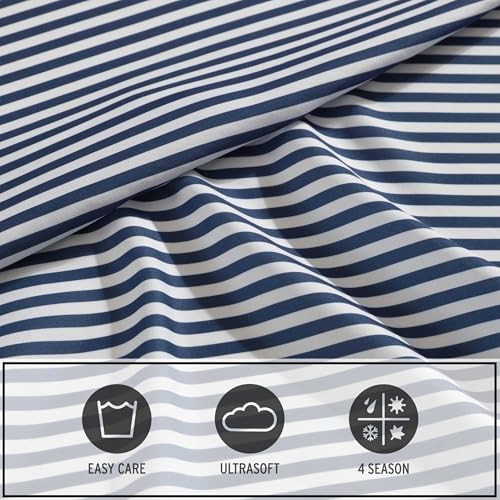 Image of Eddie Bauer Kids - Full Sheets, Stain-Resistant Toddler Bedding with Matching Sham(s), Super Soft, Ideal Boy Room Essentials (Vivid Stripe Blue, Full)