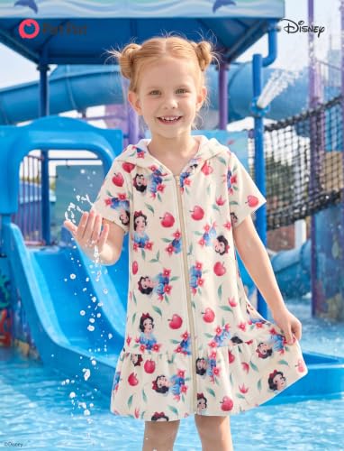 Image of Disney Princess Frozen Stitch Marvel Minnie Girl Swim Cover Up Terry Cloth Swimsuit Coverup Zip-up Bathing Suit Wrap Hooded