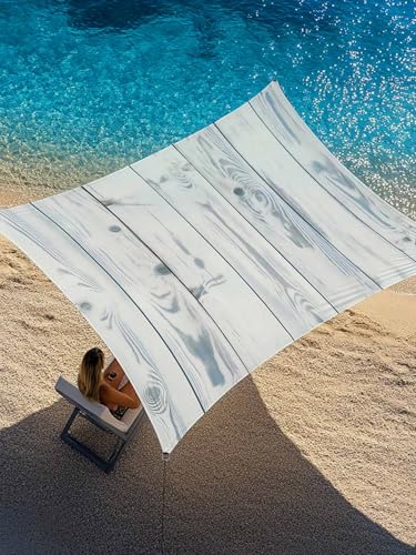 Wood Grain Sun Shade Sail 12' x 16', White Wood