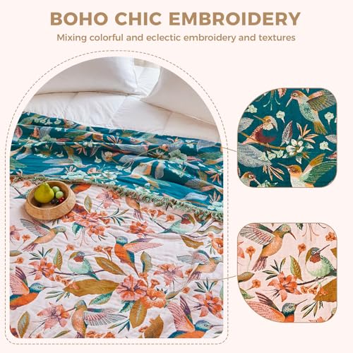 Image of LUTBM Boho Throw Blanket for Bed 60 inchx80 inch, 100% Cotton Soft Couch Blankets