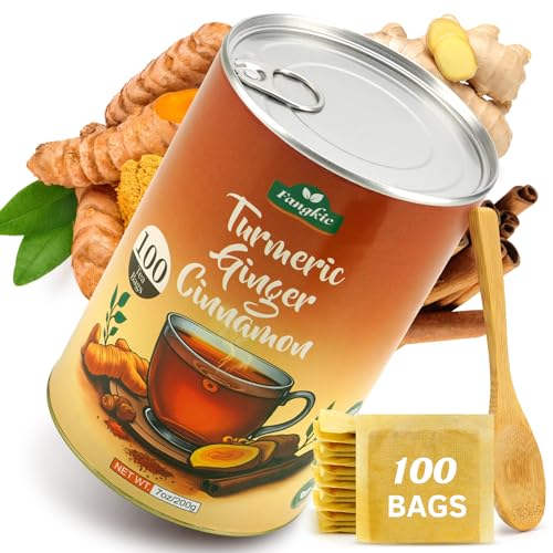 100 Premium Turmeric Ginger Cinnamon Tea Bags - Herbal Tea,