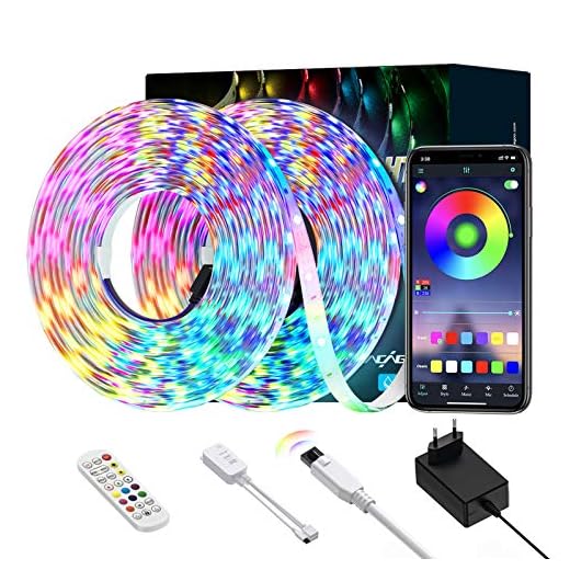 Luces de Tira LED, Ltteny tiras de LED 5050 SMD, tira de cambio de color RGB de brillo ajustable con control remoto y controlador para el hogar, bar, TV