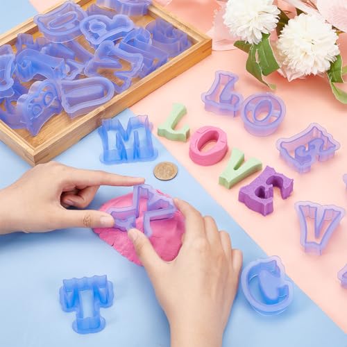 BENECREAT Alphabet Cookie Cutters 2.5 Inch/65mm Small Plastic Fondant Cutters Resin Blue Letter Shape Cookie Cutters for DIY Biscuit Baking Cake Tool Fondant s 26-Piece - Image 3