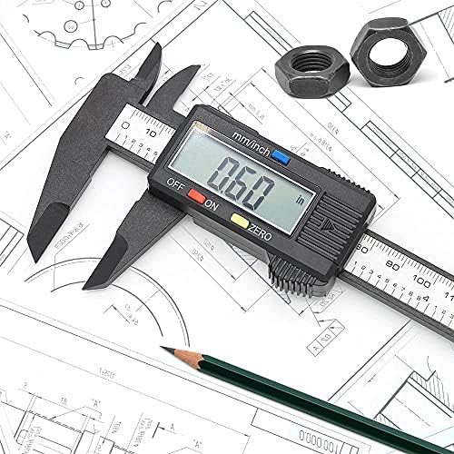 Digital Vernier Caliper M MUNCASO Big LCD Display 0-6" Electronic Micrometer with IN/MM Conversion Auto-off Feature Calipers, Measuring Tool for Household or DIY (Black-150mm/6in)