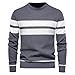 Men's Crew Neck Vintage Stripes Sweater Fashion Slim Fit Lightweight Sweatshirts Color Block Knitted Pullover Top (Grey,XX-Large)