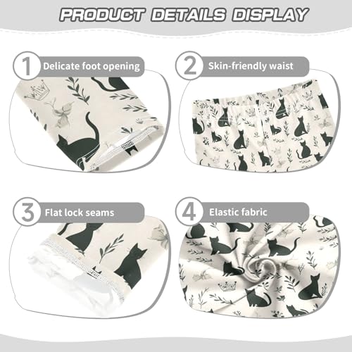 senya Girls Printed Leggings Yoga Pants Black Kitten Bow Pattern for Kids in 4t to 10 Years, 4T3