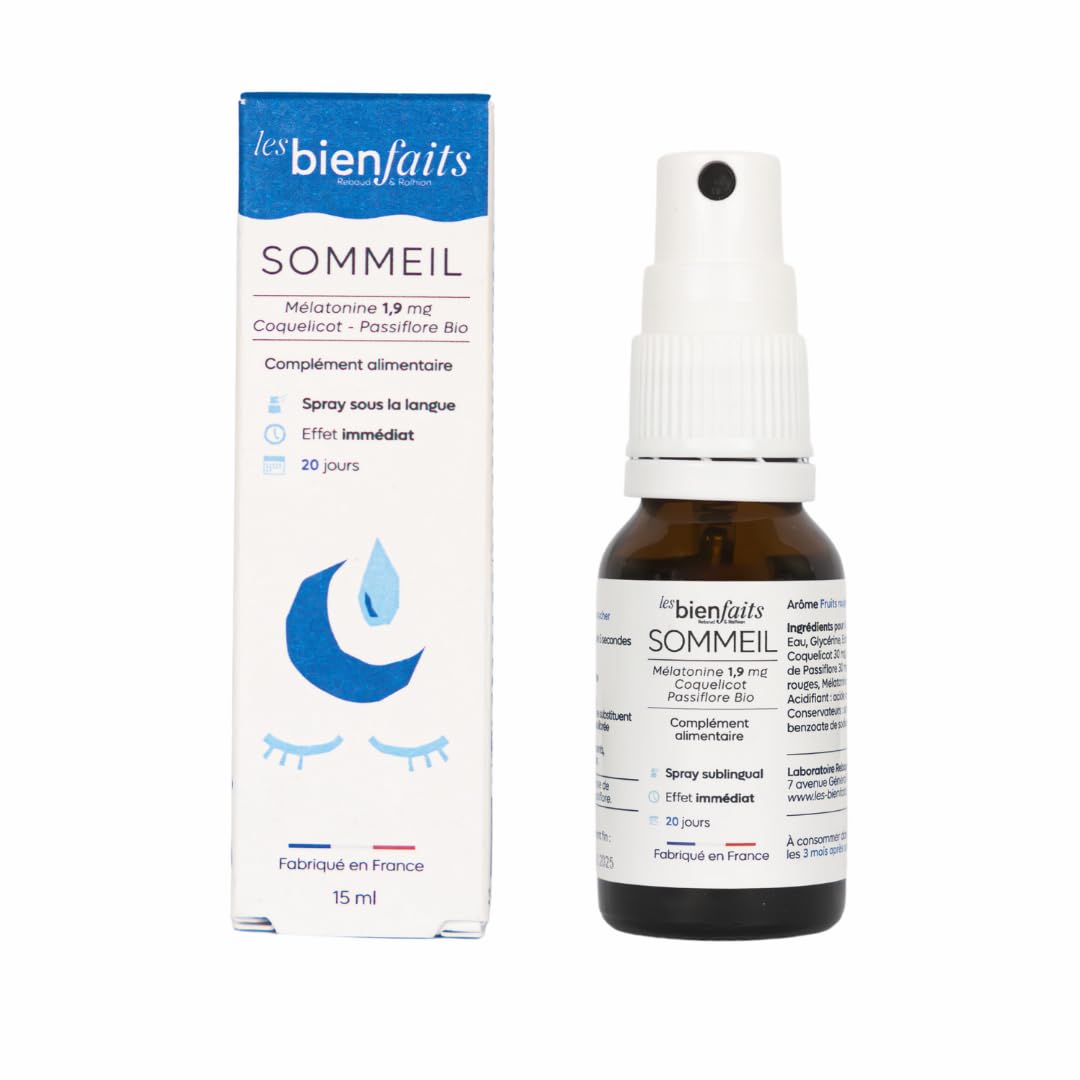 Spray Dormir Rapide Melatonin 1,9mg | Sommeil Rapide | Anti-insomnie & Réveil nocturne | Saveur Fruits Rouges | Passiflo
