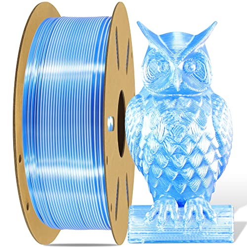 Image of 1.75mm Silk Blue /White PLA Dual Color in 1 Coextrusion PLA 3D Printing Filament, 1KG 2.2lbs 2 Color Silk Bicolor Dichromatic 3D Printer Material, Widely Support for 3D Printers, Blue /White