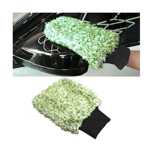 JNNJ Guante De Microfibra Ultra Suave para El Lavado del Cocheextremadamente Absorbente, Elimina La Suciedad Sin Esfuerzo, Lavado De Mano Sin Arañazos, para Limpieza De Lavado Coche(Verde Blanco)