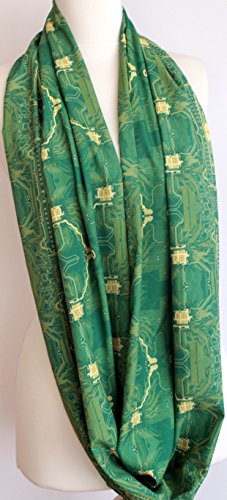 Etwoa PC Circuit Board Green Infinity Scarf Circle Loop Scarf2
