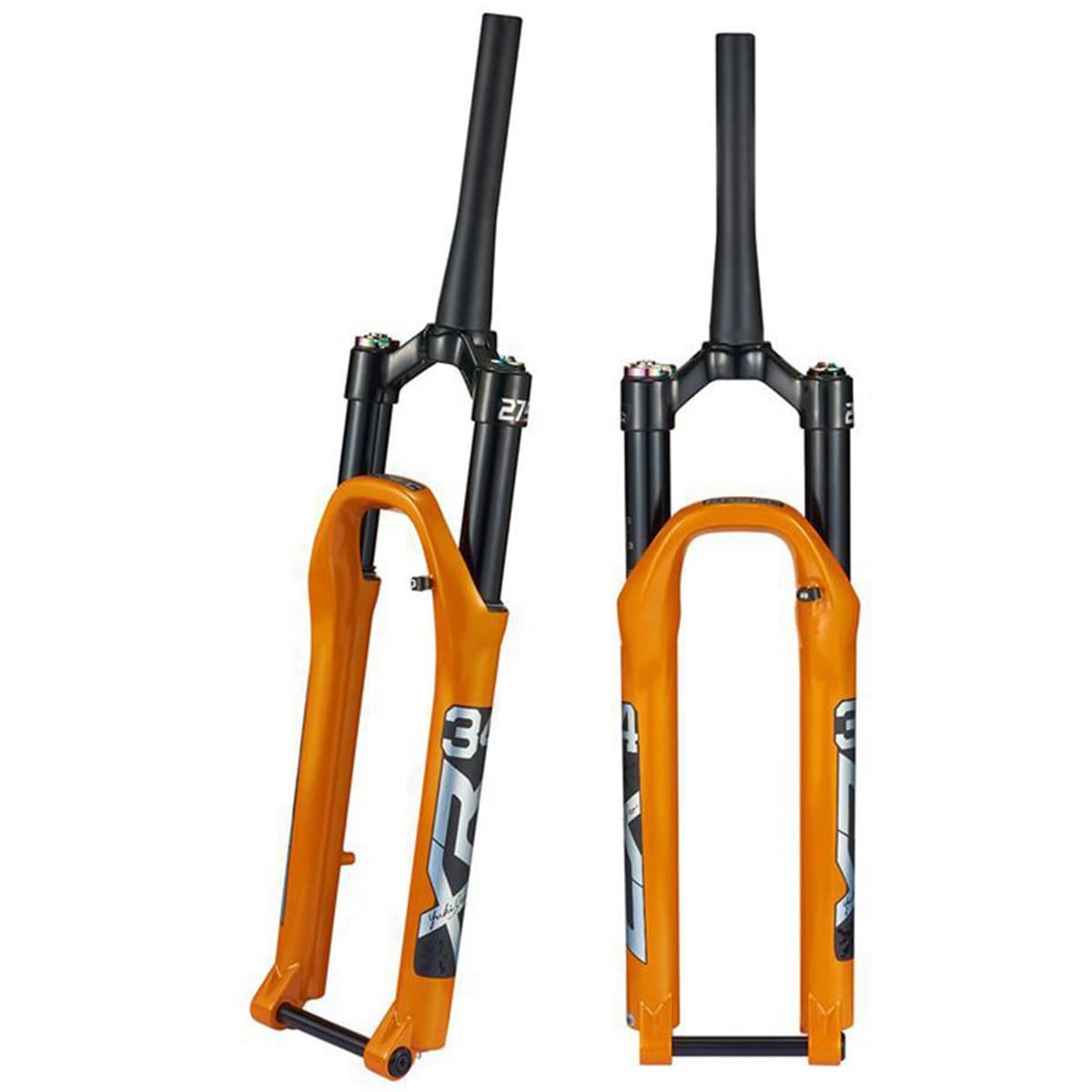 Horquilla de suspensión para Bicicleta de 26, 27,5 y 29 Pulgadas con Ajuste de amortiguación, Tubo de dirección cónico sin Rosca de 1-1/2", Horquilla Delantera para Bicicleta de m