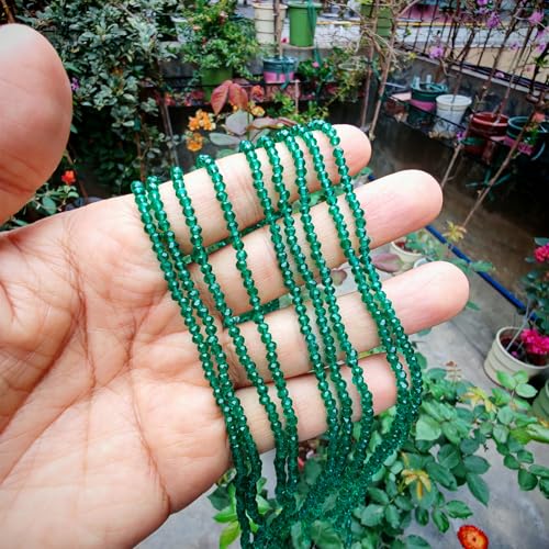 Image of 2mm Rondelle Glass Beads for Jewelry Making, Faceted Briolette Crytal Spacer Beads for Bracelet Necklace Earring, Emerald Green 1200pcs