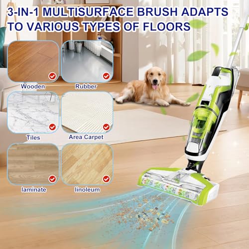 Image of Lemige Brush Filter Replacement Parts for Bissell CrossWave Vacuum 3888A 1785 Pet Pro 2306A Cordless Wet Dry Vac, 2 Pack 2460 Multi-Surface Pet Brush Roll & 1866 Vacuum Filter, Part 1613568 1608684