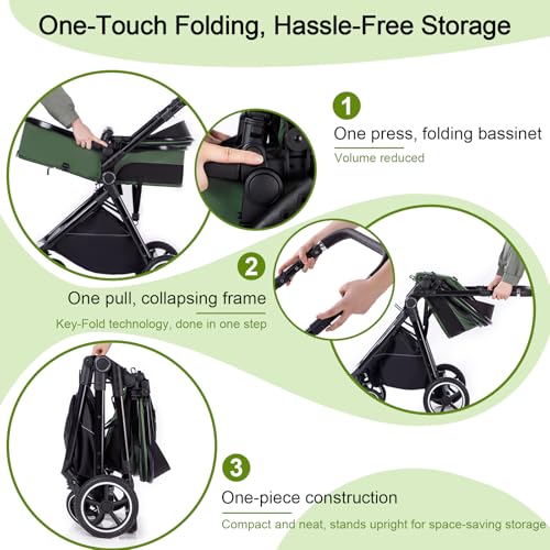 Miniatura 7 de Zkiprm Carrito De Bebe 3 En 1,Con Base Isofix Y Reclinable Silla De Paseo, Conjunto Plegable Portátil Con Un Solo Toque Carrito Bebe, Sistema De Viaje, Con Accesorios, Adaptateurs, 0 Y 3 Años.