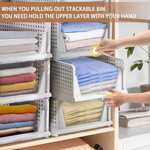 Image of RECLUSE Wardrobe Organiser, Pack of 2 Foldable Stackable Wardrobe, Pull-Out Folding Dividers, Storage Boxes, Clothes Box, Organiser for Clothes, Kitchens, Bedrooms