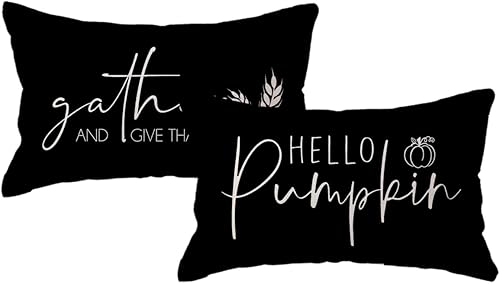 Fundas de almohada con texto en inglés "Pumpkin Gather And Give Thank Thank Hello Autumn Fall", fundas decorativas para sofá lumbar de Acción de