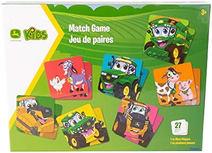 John Deere 47283 Match Fun, Memory Card Adults and Kids, Family Night, Educational Game for Boys and Girls, Suitable for Children Aged 3+