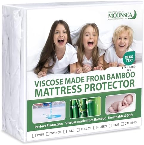 Waterproof Mattress Protector Twin Size, Skin Friendly and Breathable Twin Mattress Cover for Kids, Viscose Made from Bamboo Jersey Mattress Pad with 14" Deep Pocket