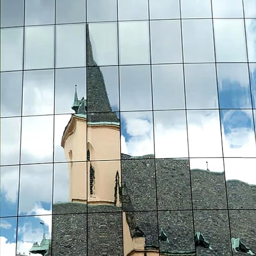 BDF S03 Window Film Highly Reflective Mirror Daytime Privacy and Sun Control Silver (Extremely Dark) - 24in X 14ft