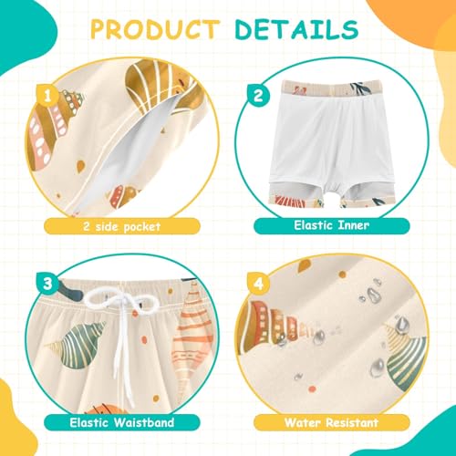 Bolaz Toddler Boys Swimwear Swim Trunks with Compression Liner 4T Ocean Shell4