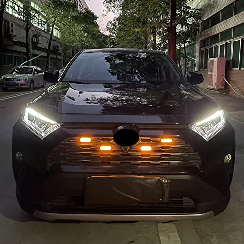 Image of HIGH FLYING for Toyota RAV4 2019-2025 Car Accessories Front Center Grille Insert LED Lights ABS 4pcs Amber Lense (Not Suitable For Prime & Adventure)