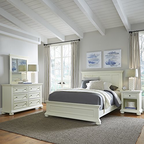 Home Styles Dover White Queen Bed with Night...