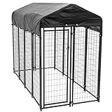 Heavy Duty Dog Cage – Lucky Dog Outdoor Pet Playpen – This Pet Cage is Perfect For Containing Small Dogs and Animals. Included is a Roof and Water-Resistant Cover (4’W x 8’L x 6’H)