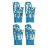 Secure Step Double-Sided Tread Non Slip Safety Socks, 4 Pair (Medium, Blue)