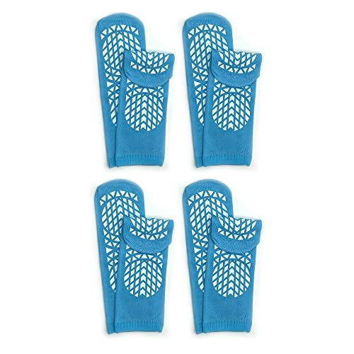 Image of Secure Step Double-Sided Tread Non Slip Safety Socks, 4 Pair (Medium, Blue)