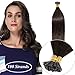 Produktbild Extensions I Tip Echthaar Haarverlängerung Keratin Bondings Human Hair 100 Strähnen Dunkelbraun#2 16"(40cm)-50g